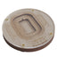 Wooden model of a stadium layout with 'South Bend' engraving on a white background