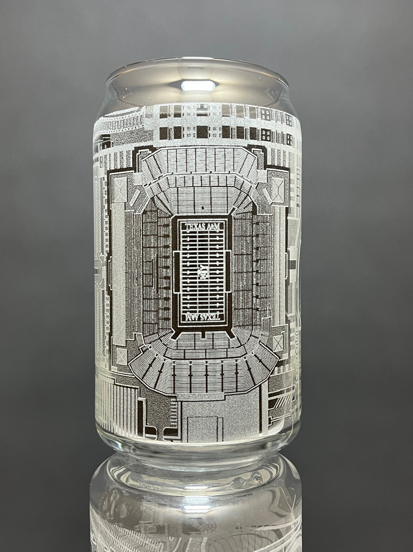 College Station, Texas Pint Glass Art (Kyle Field)