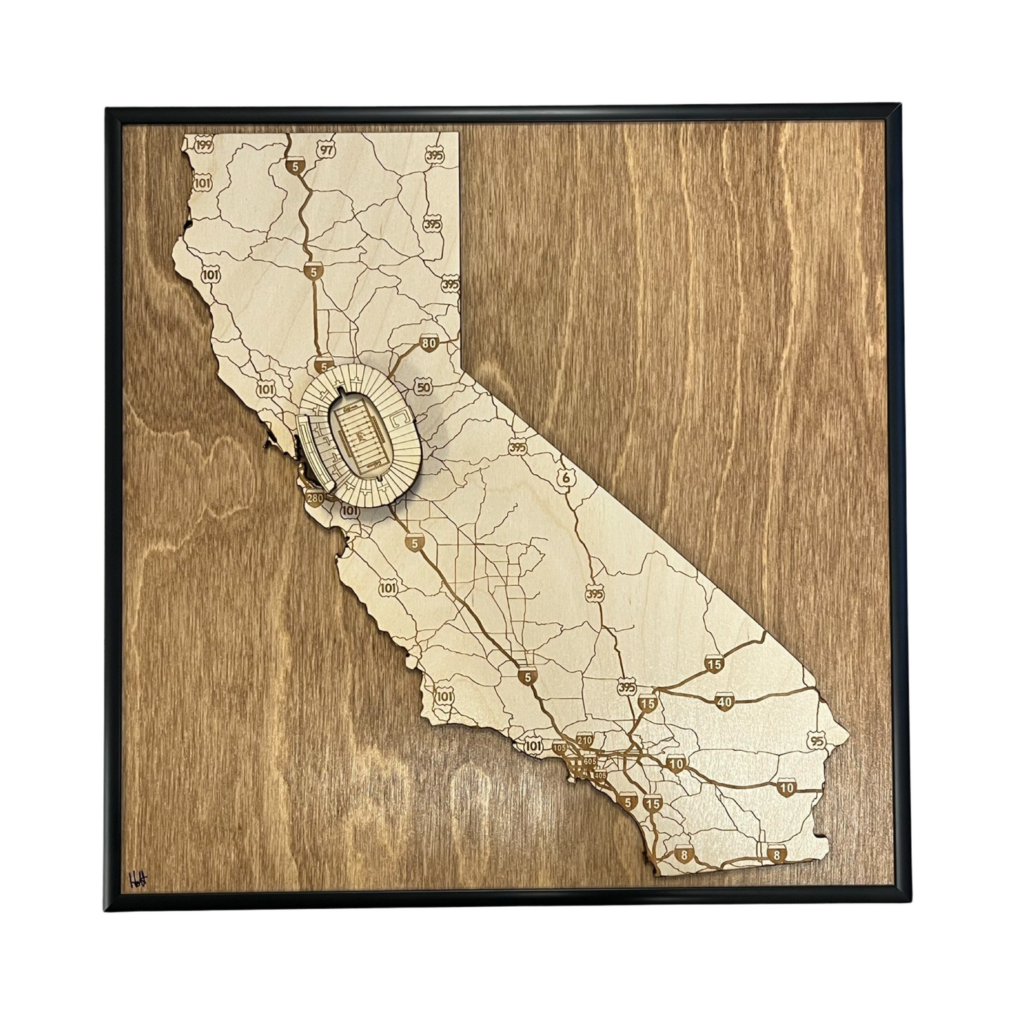 Berkeley, California Wall Art State Map (Memorial Stadium)