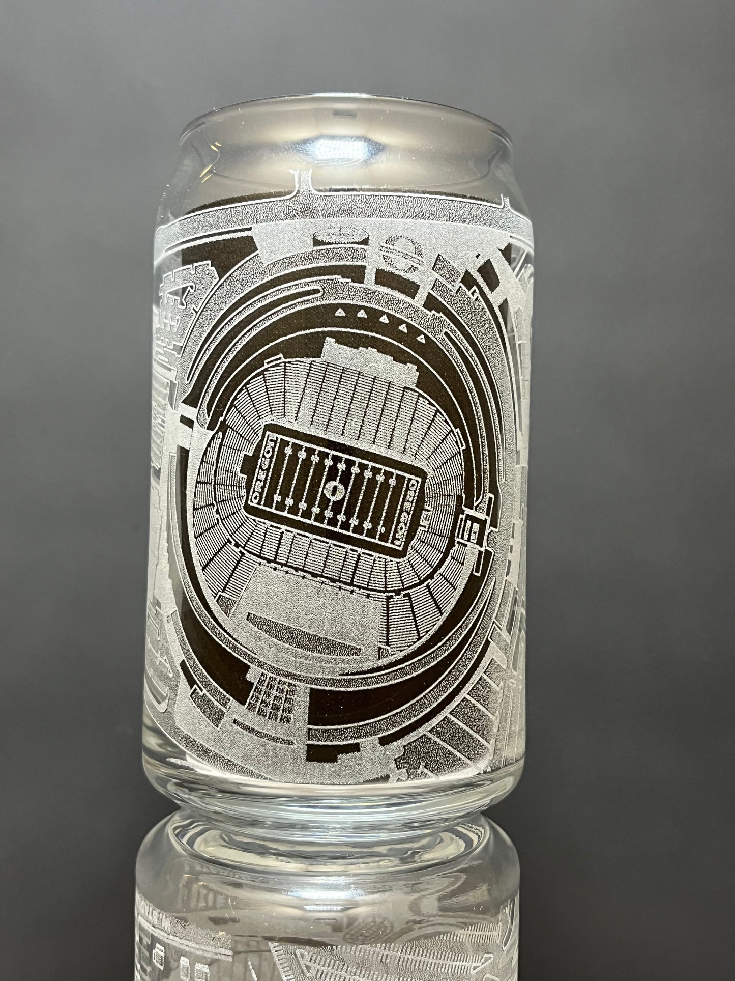 Eugene, Oregon Pint Glass Art (Autzen Stadium)