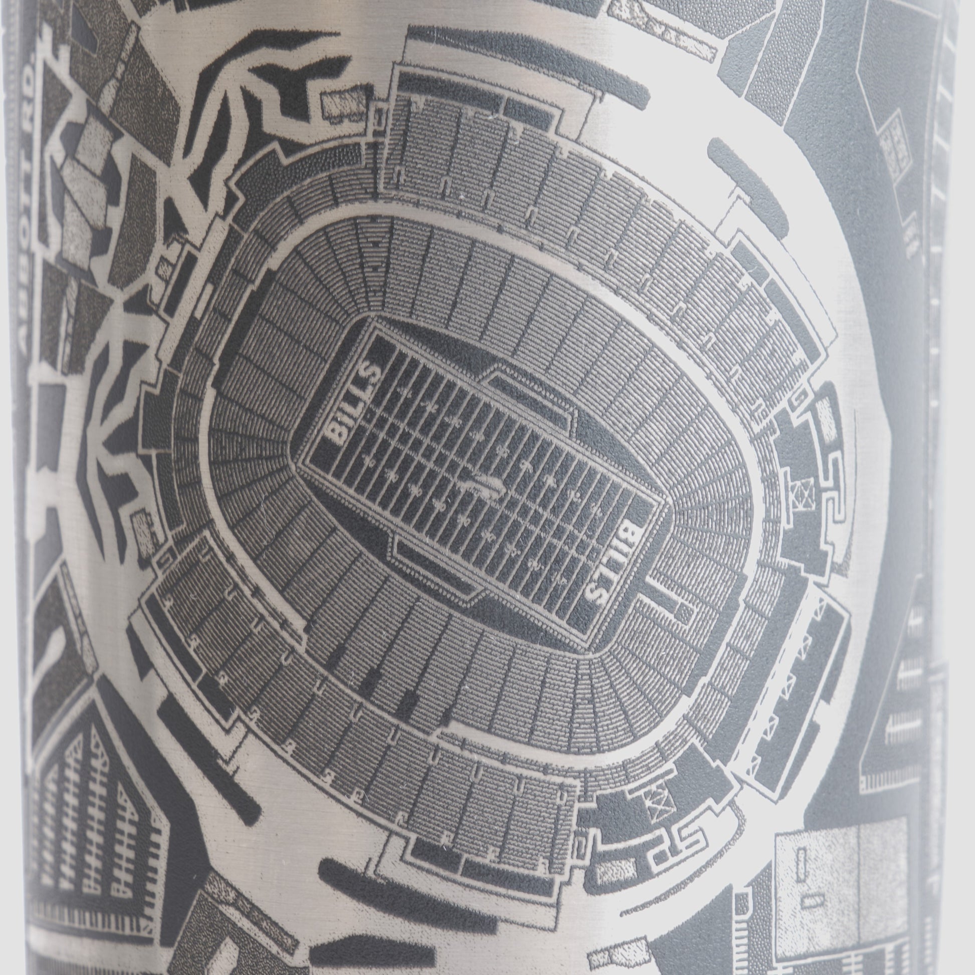 Black tumbler with detailed map design on a white background