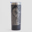 Black tumbler with detailed map design on a white background