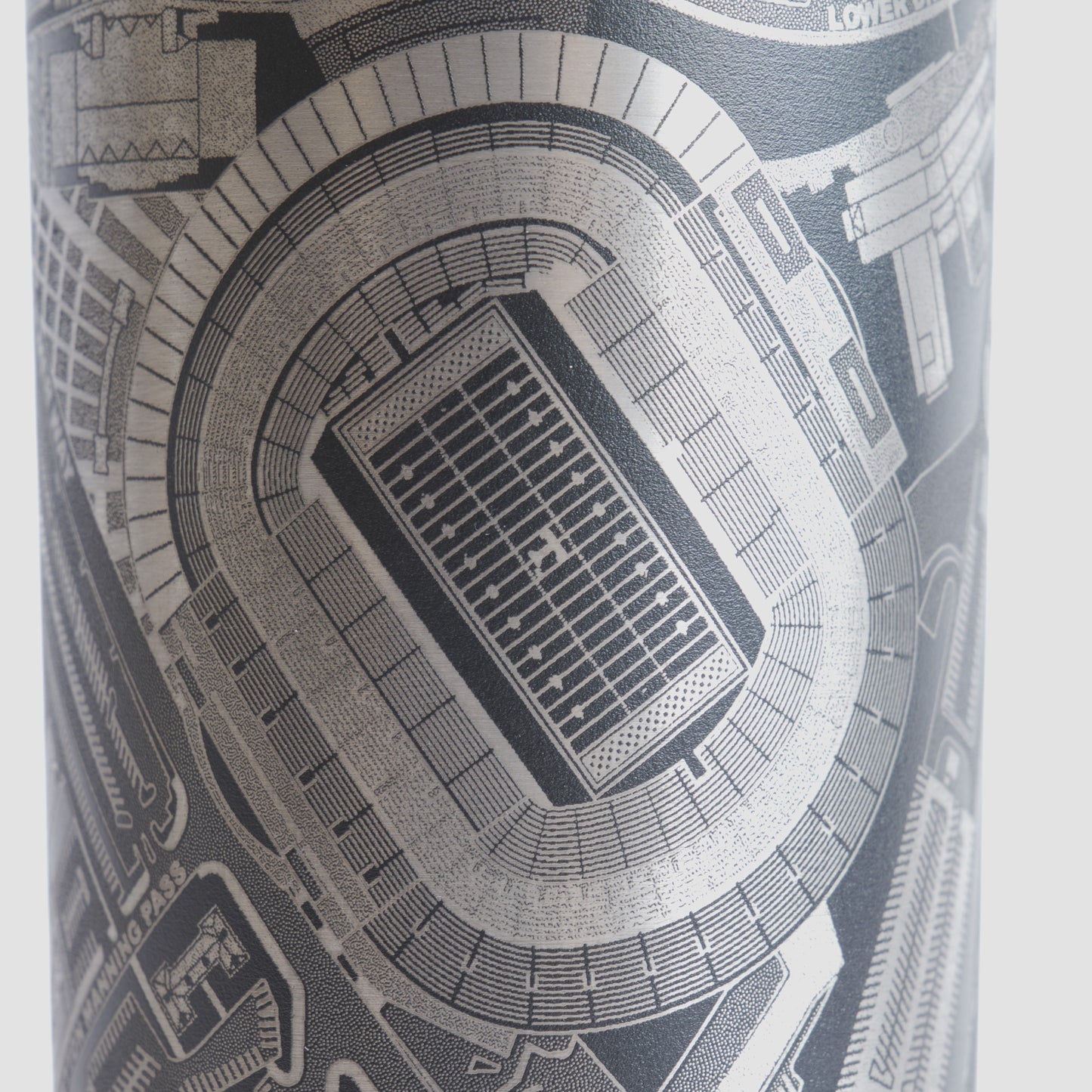 Black tumbler with detailed map design on a white background