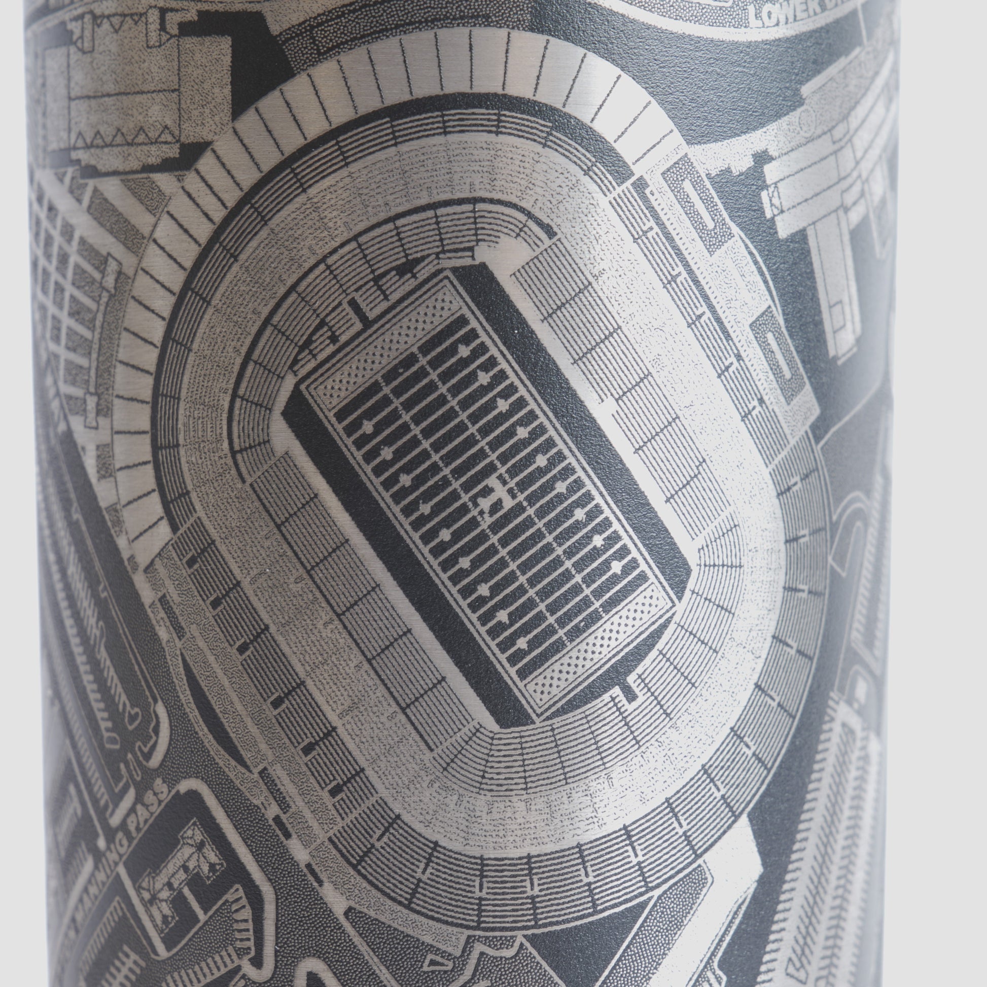 Black tumbler with detailed map design on a white background