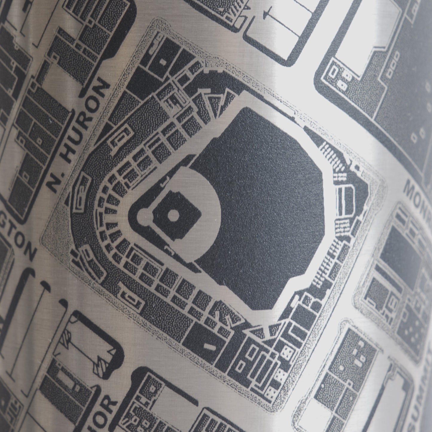 Black tumbler with detailed map design on a white background