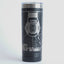 Tumbler with architectural blueprint design on a white background
