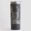 Black tumbler with detailed map design on a white background