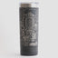Black tumbler with detailed map design on a white background