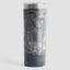 Black tumbler with detailed map design on a white background