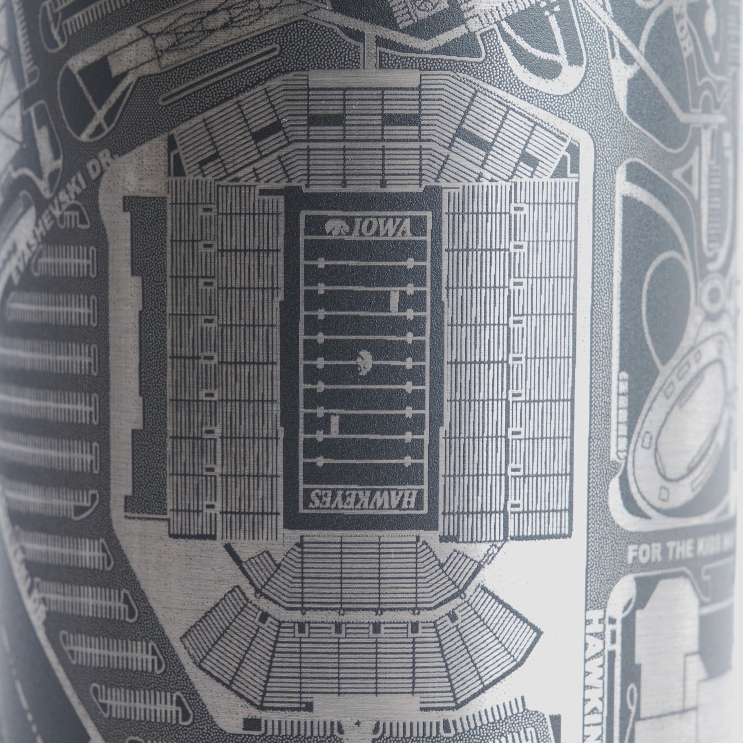 Black tumbler with detailed map design on a white background