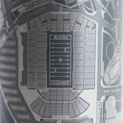 Black tumbler with detailed map design on a white background