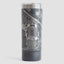 Black tumbler with detailed map design on a white background