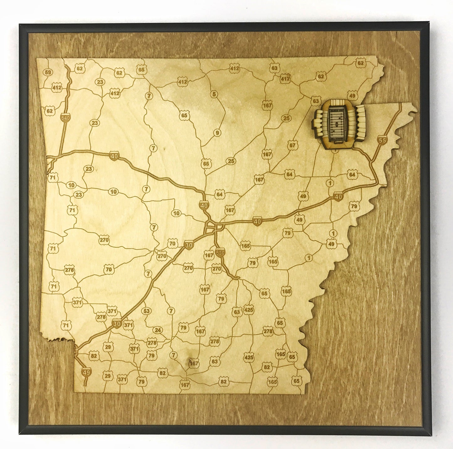 Jonesboro, Arkansas Wall Art State Map (Centennial Bank Stadium)