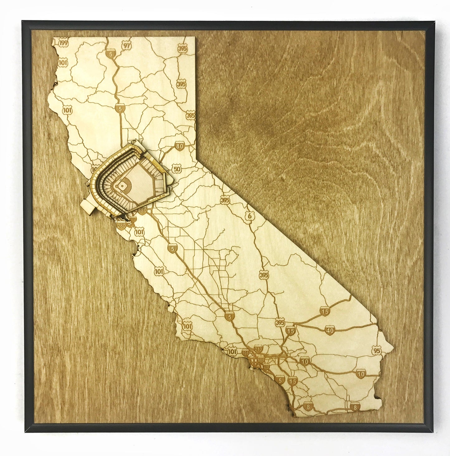 San Francisco, California Wall Art State Map (Oracle Park)