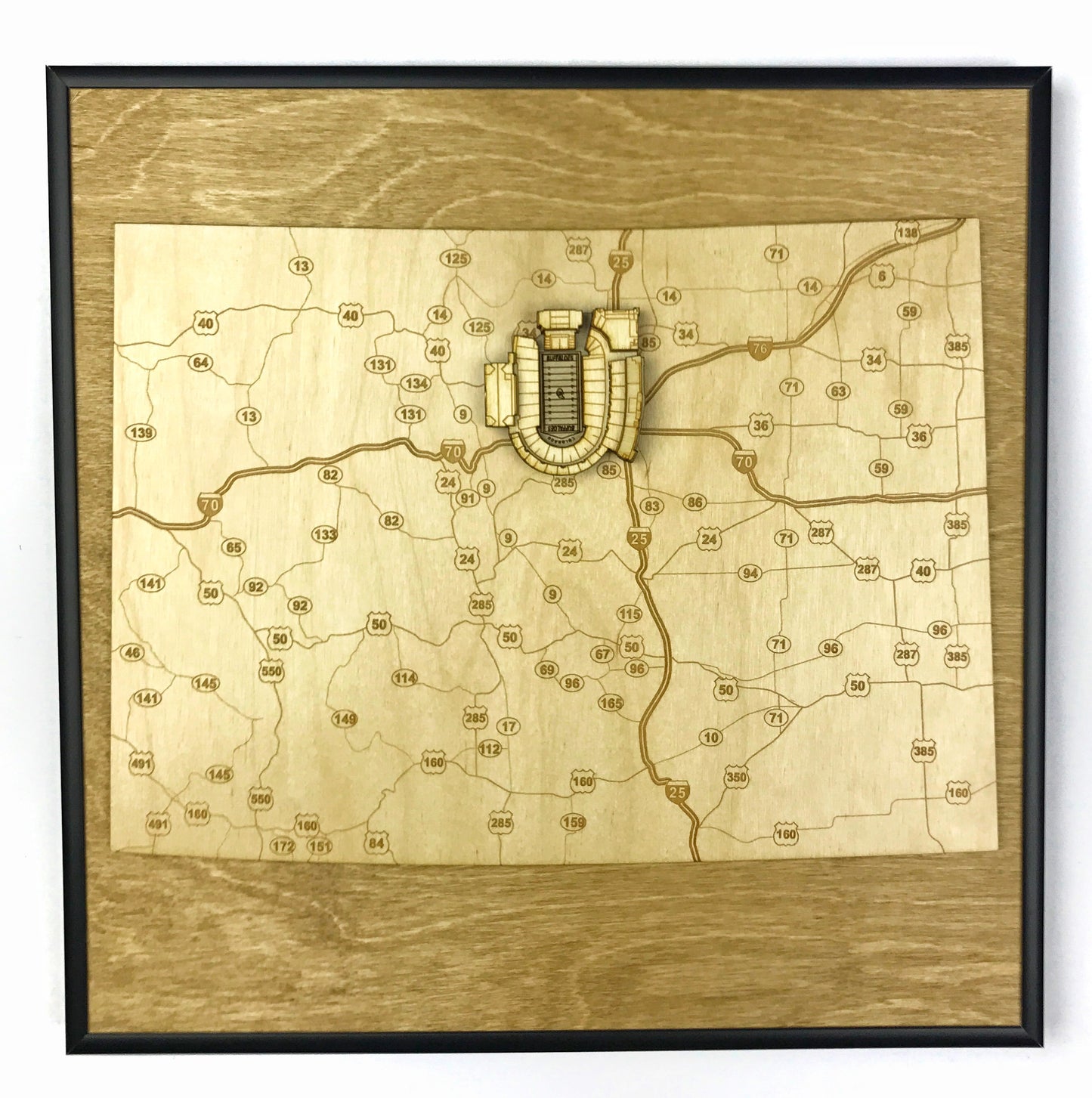 Boulder, Colorado Wall Art State Map (Folsom Field)