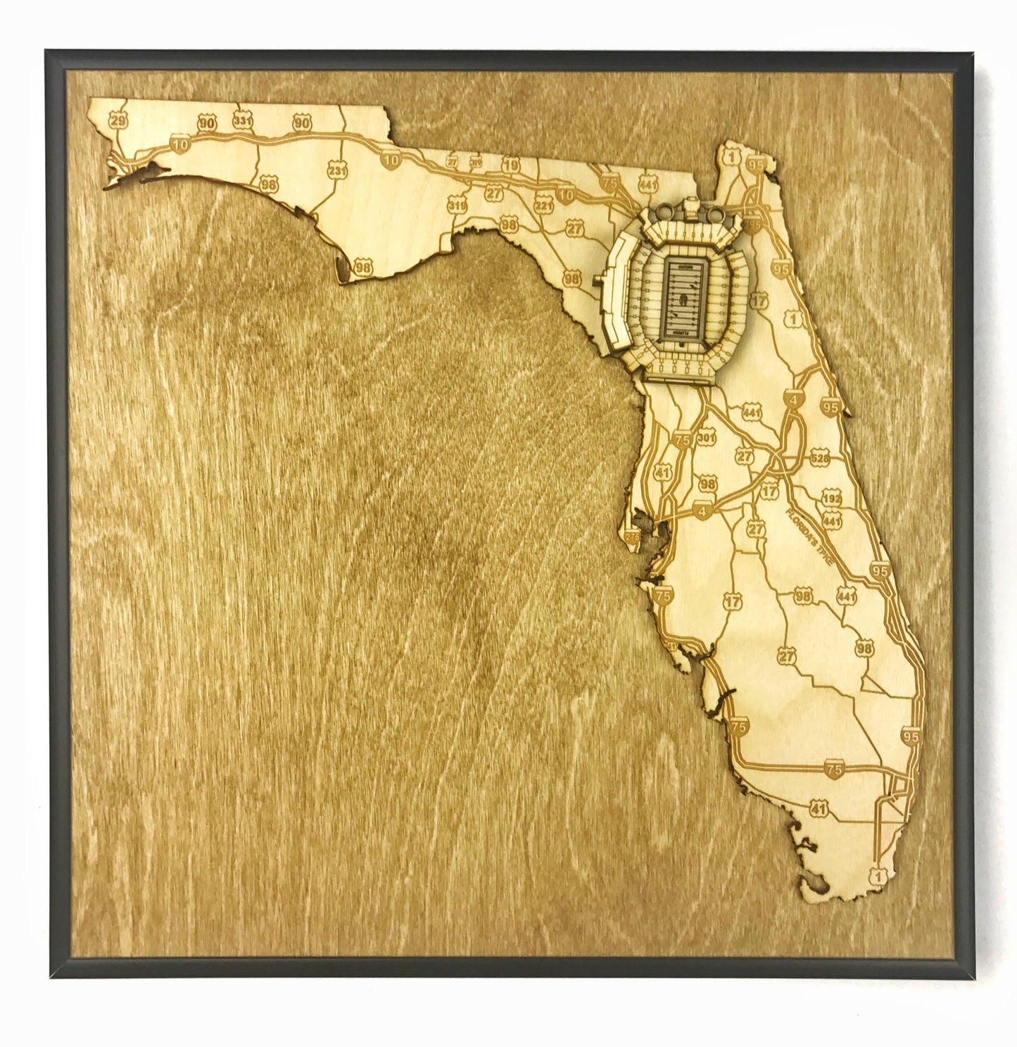 Gainesville, Florida Wall Art State Map (Ben Hill Griffin Stadium)