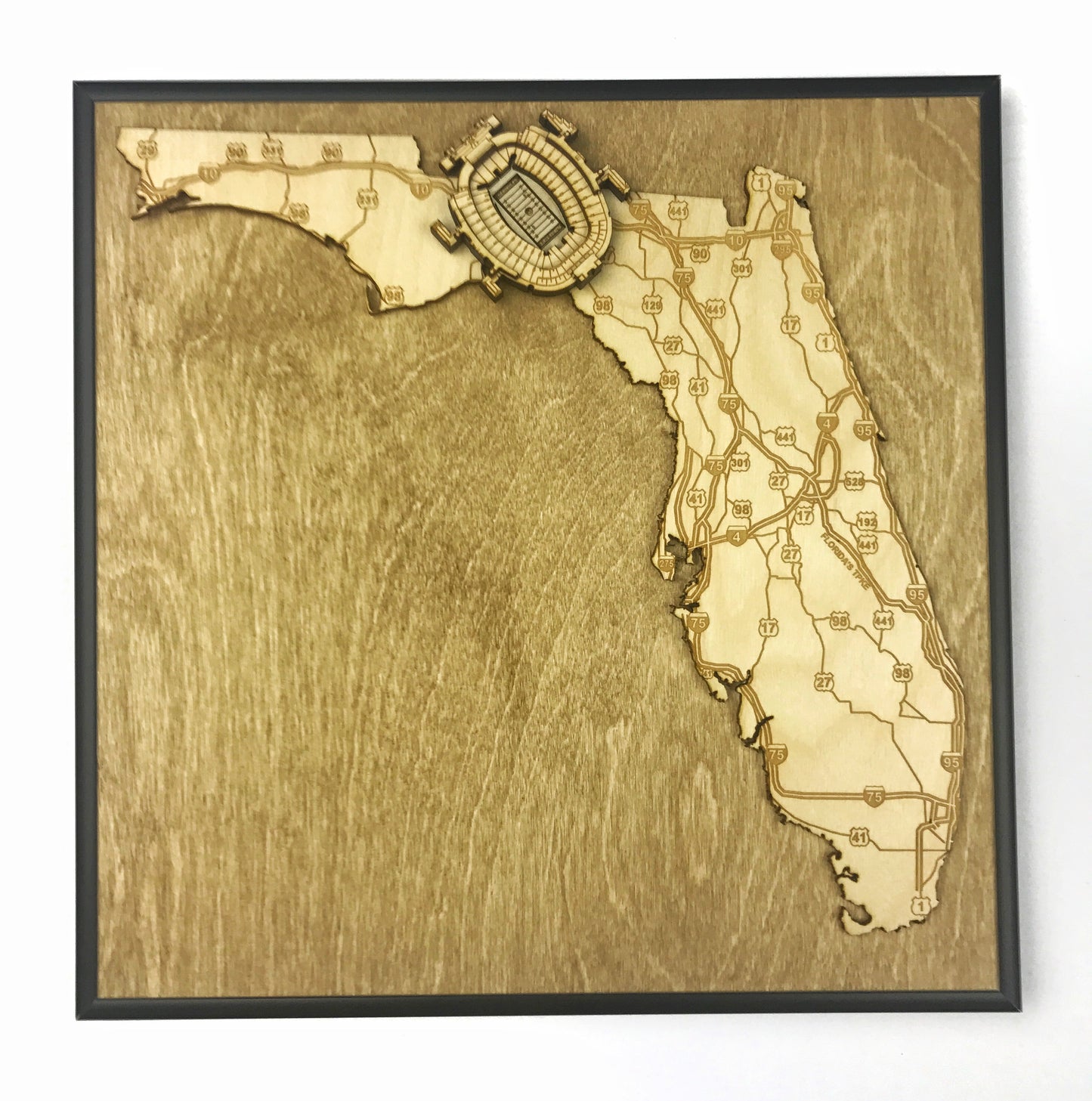 Tallahassee, Florida Wall Art State Map (Doak S. Campbell Stadium)