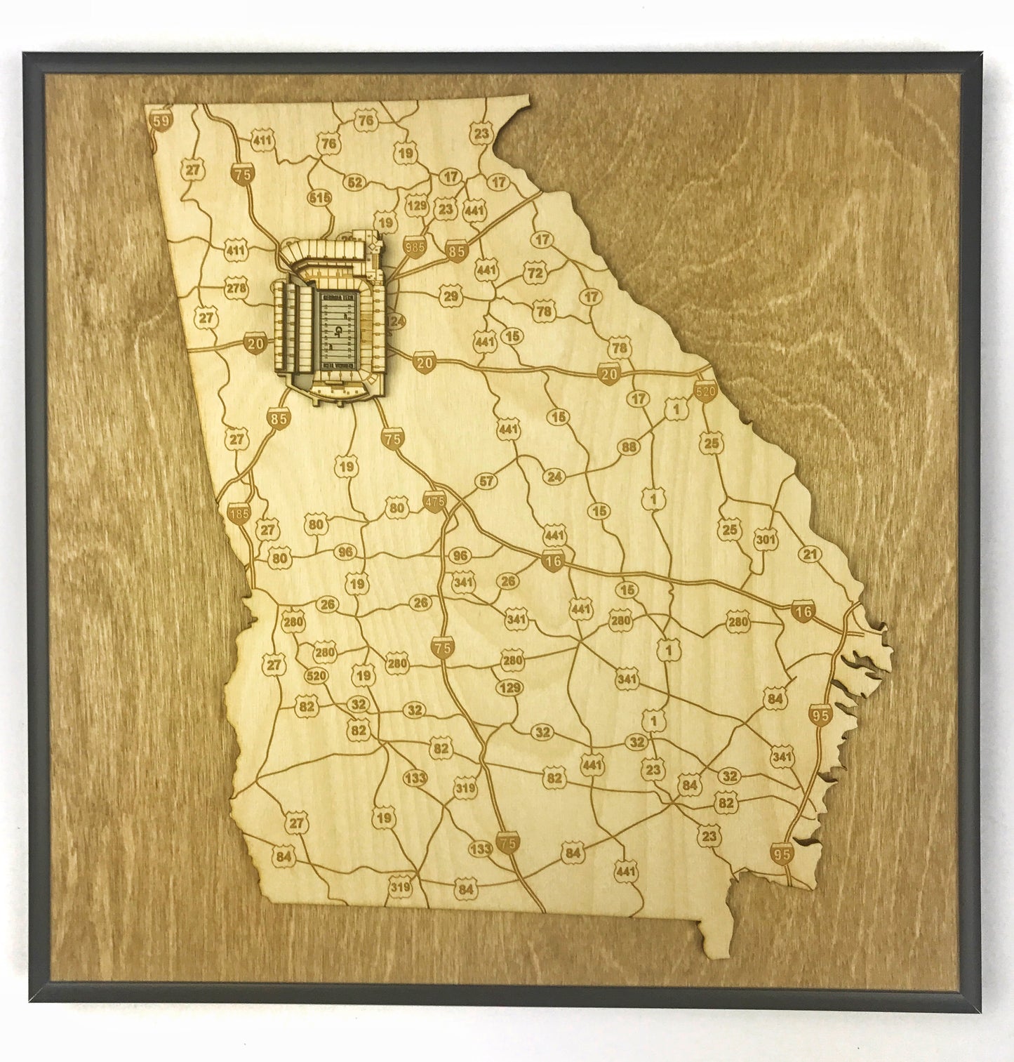 Atlanta, Georgia Wall Art State Map (Bobby Dodd Stadium)