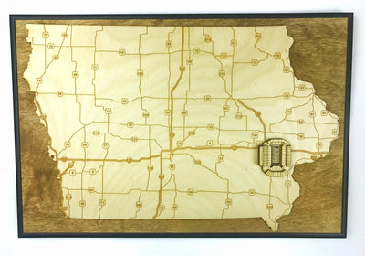 Iowa City, Iowa Wall Art State Map (Kinnick Stadium)