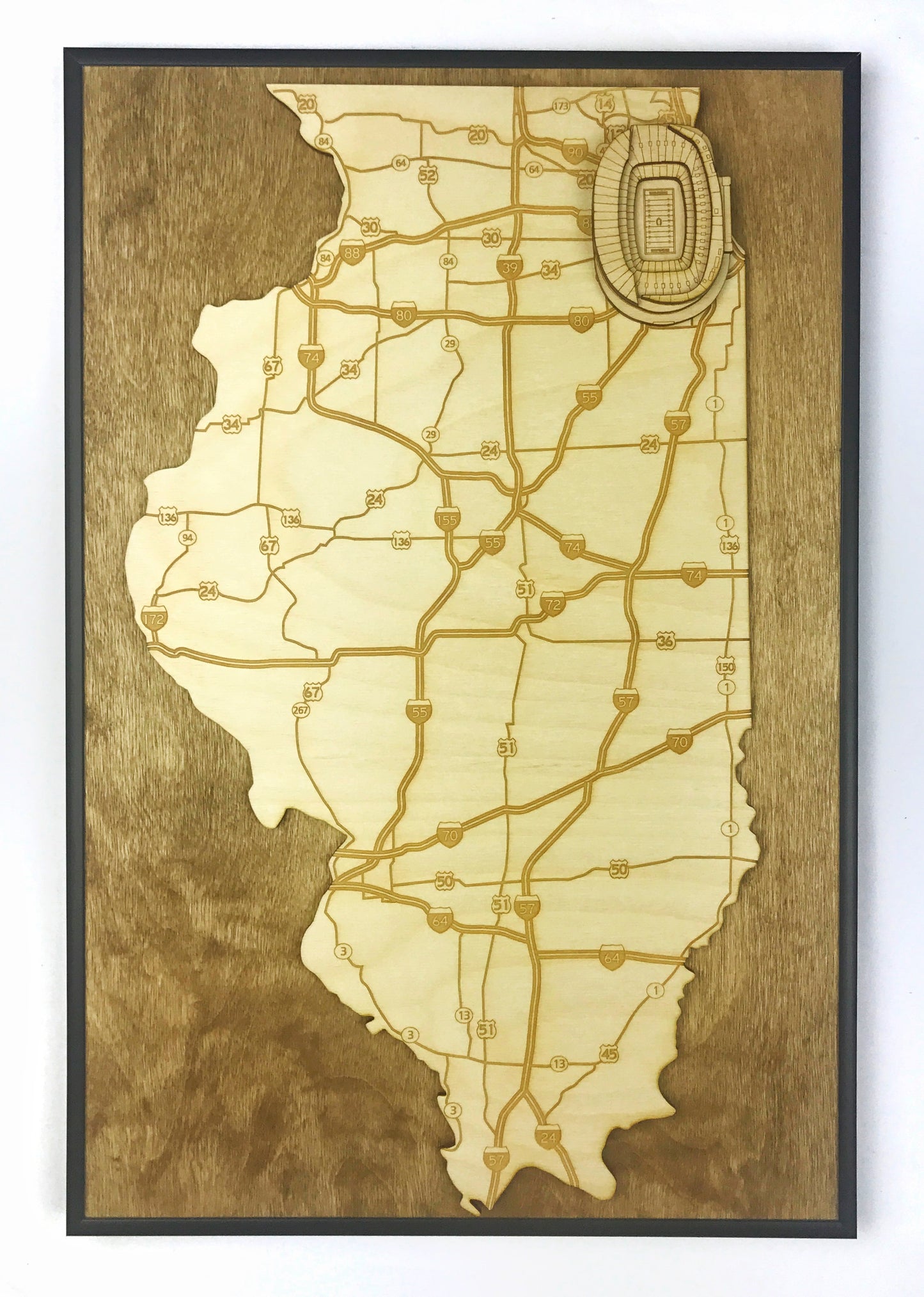 Chicago, Illinois Wall Art State Map (Soldier Field)