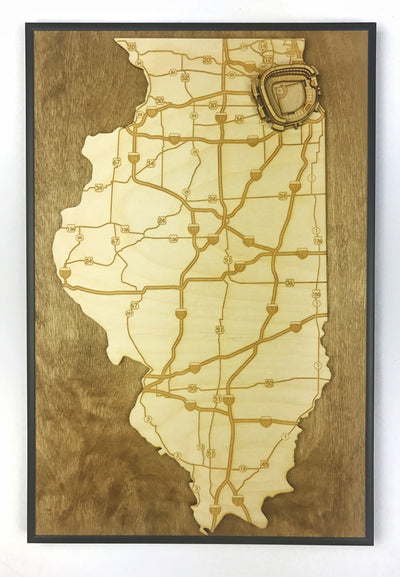 Chicago, Illinois Wall Art State Map (Guaranteed Rate Field)