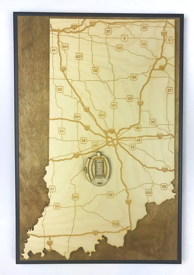 Bloomington, Indiana Wall Art State Map (Memorial Stadium)