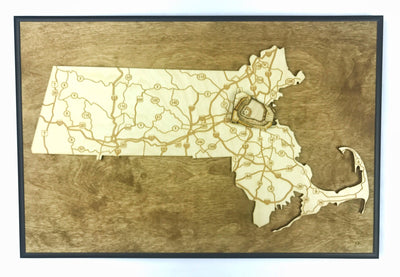 Boston, Massachusetts Wall Art State Map (Fenway Park)