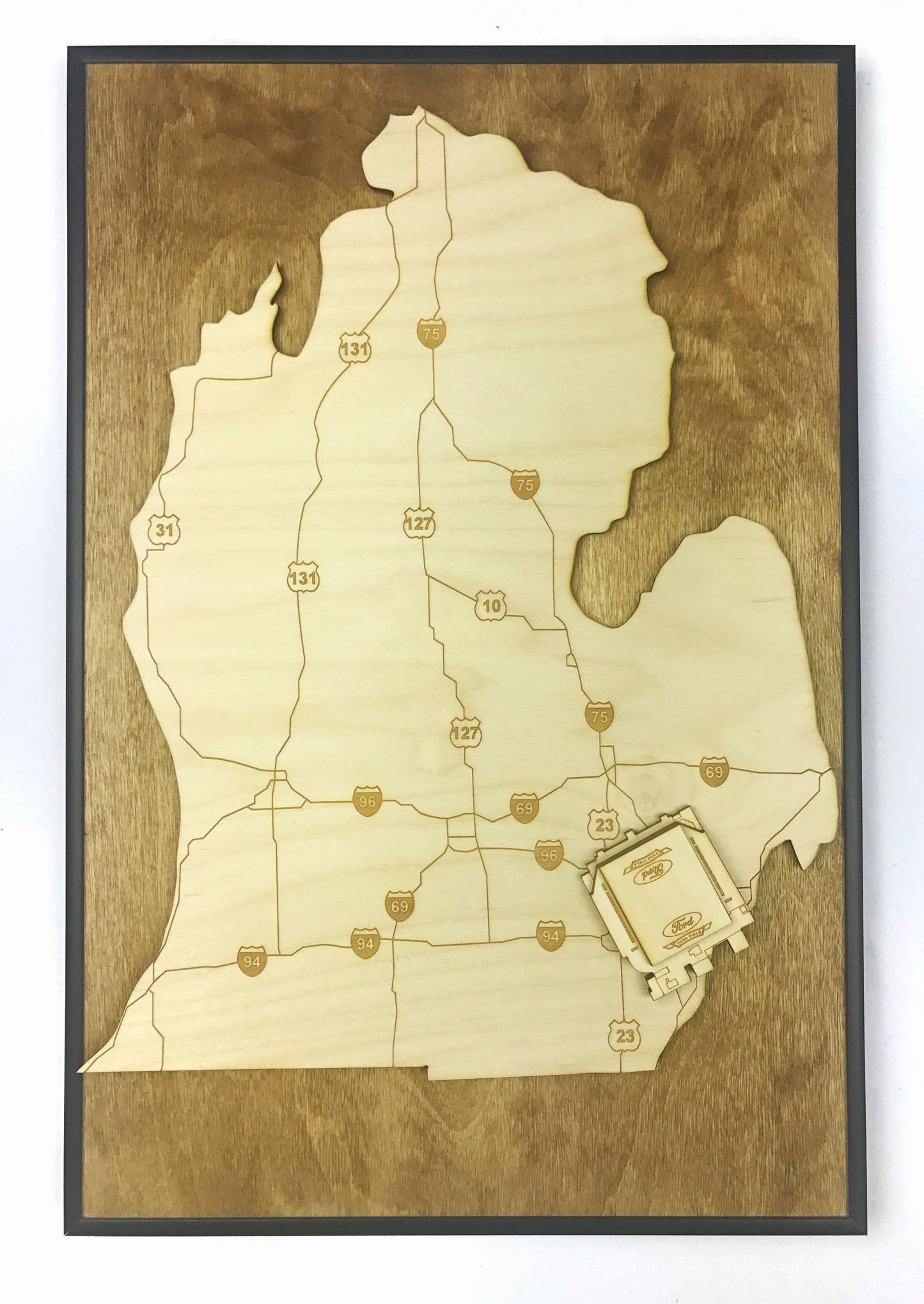 Detroit, Michigan Wall Art State Map (Ford Field)