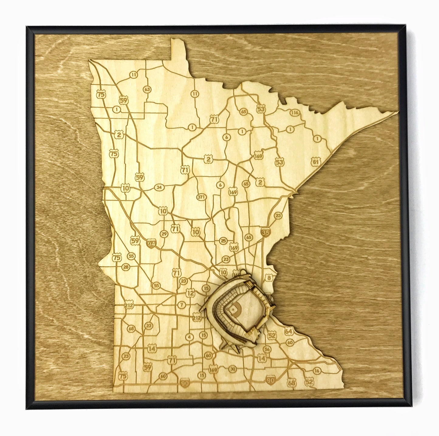 Minneapolis, Minnesota Wall Art State Map (Target Field)