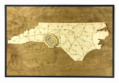 Charlotte, North Carolina Wall Art State Map (Bank of America Stadium)