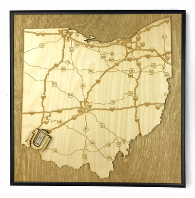 Cincinnati, Ohio Wall Art State Map (Nippert Stadium)