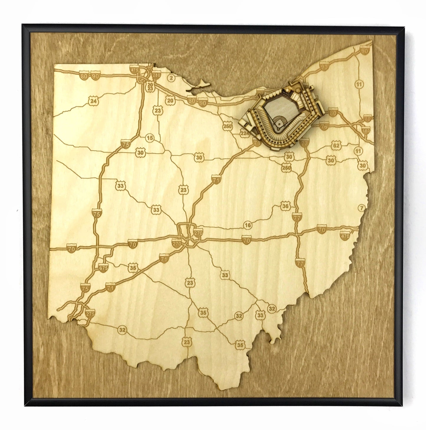 Cleveland, Ohio Wall Art State Map (Progressive Field)