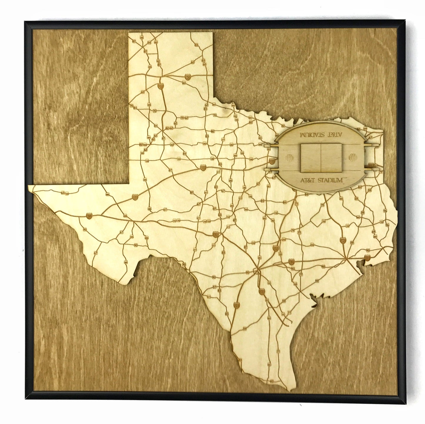 Dallas, Texas Wall Art State Map (AT&T Stadium)