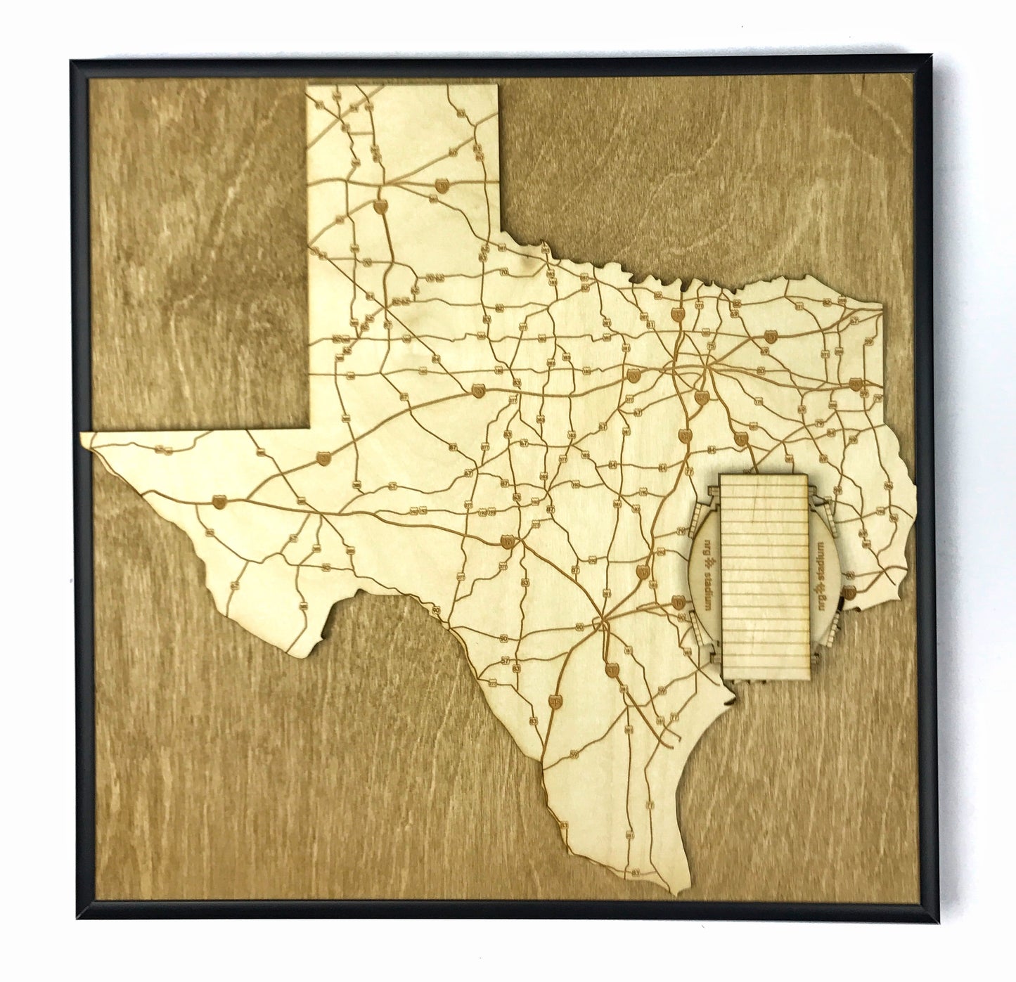 Houston, Texas Wall Art State Map (NRG Stadium)