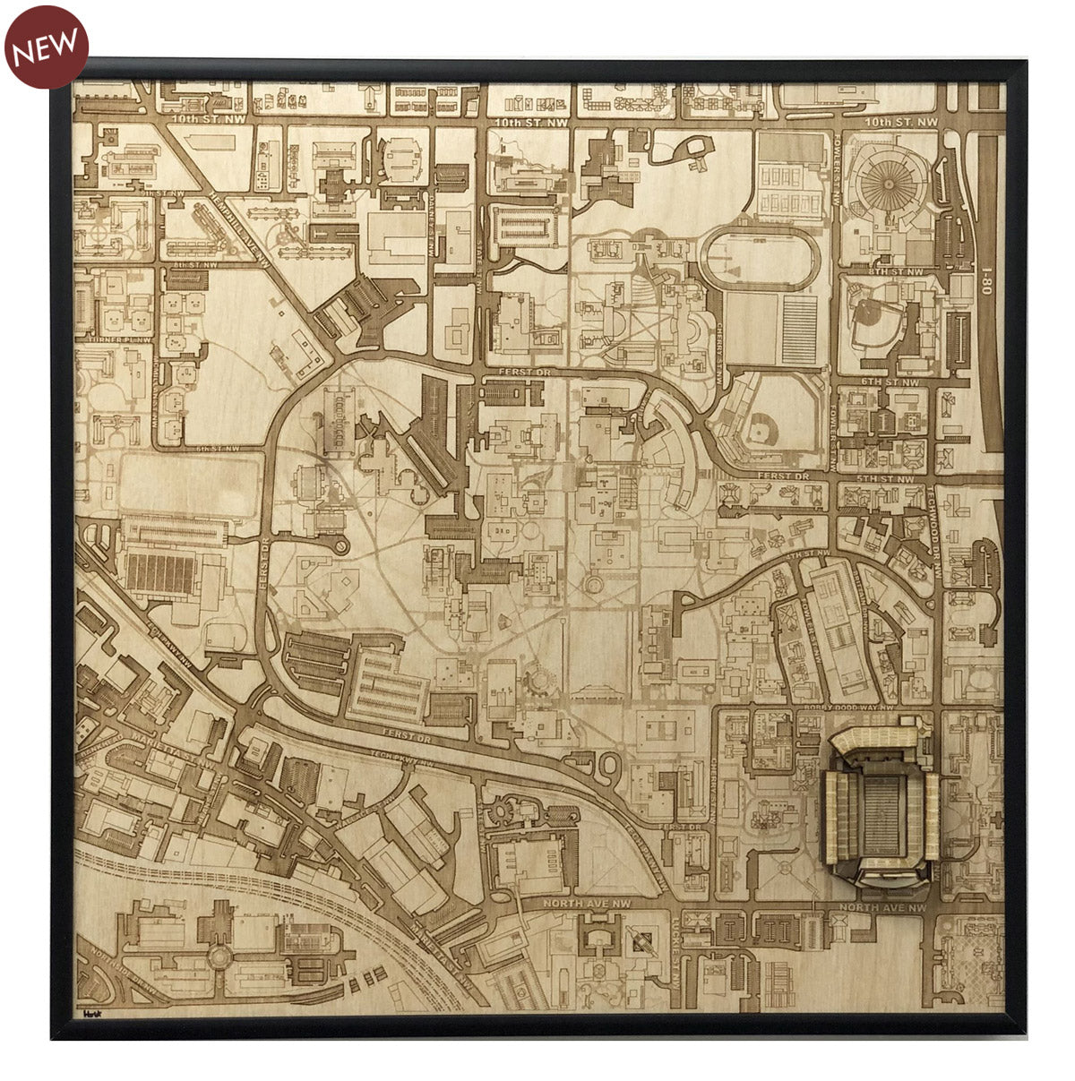 Atlanta, Georgia Wall Art City Map (Bobby Dodd Stadium)