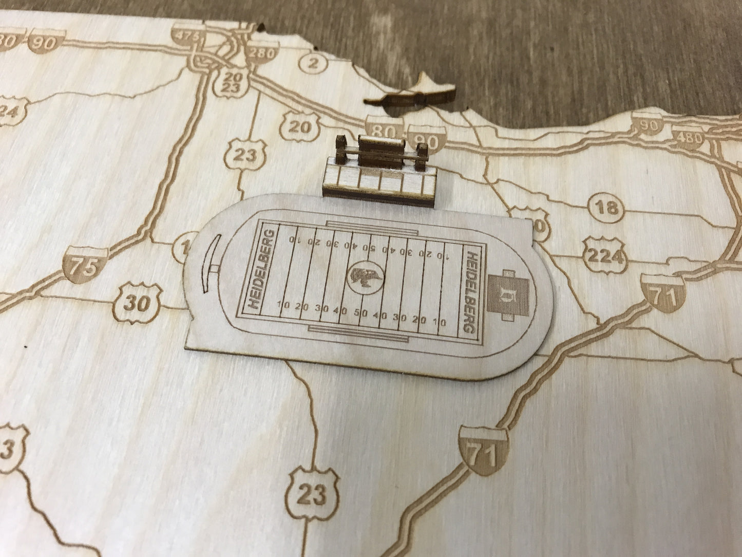 Tiffin, Ohio Wall Art State Map (Hoernemann Stadium)