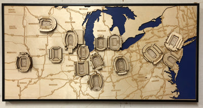 College Football Wall Art State Map (Midwest and Northeast Region)
