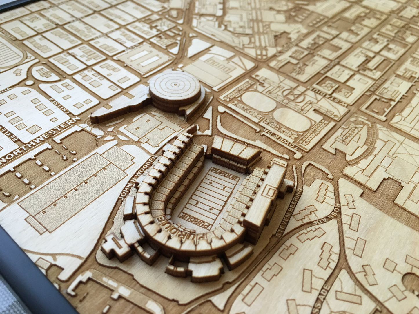West Lafayette, Indiana Wall Art City Map (Ross-Ade Stadium & Mackey Arena)