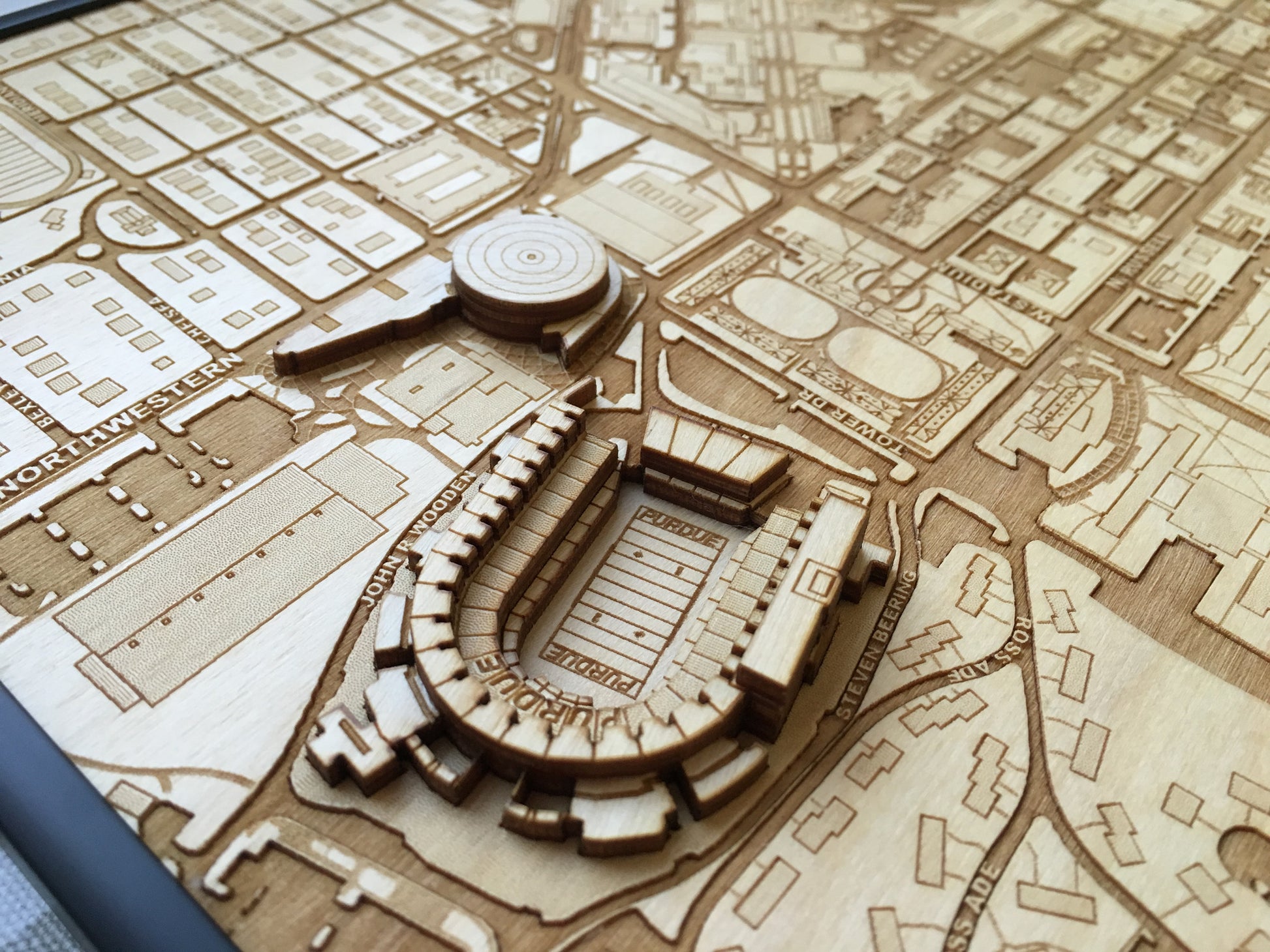 West Lafayette, Indiana Wall Art City Map (Ross-Ade Stadium & Mackey Arena)