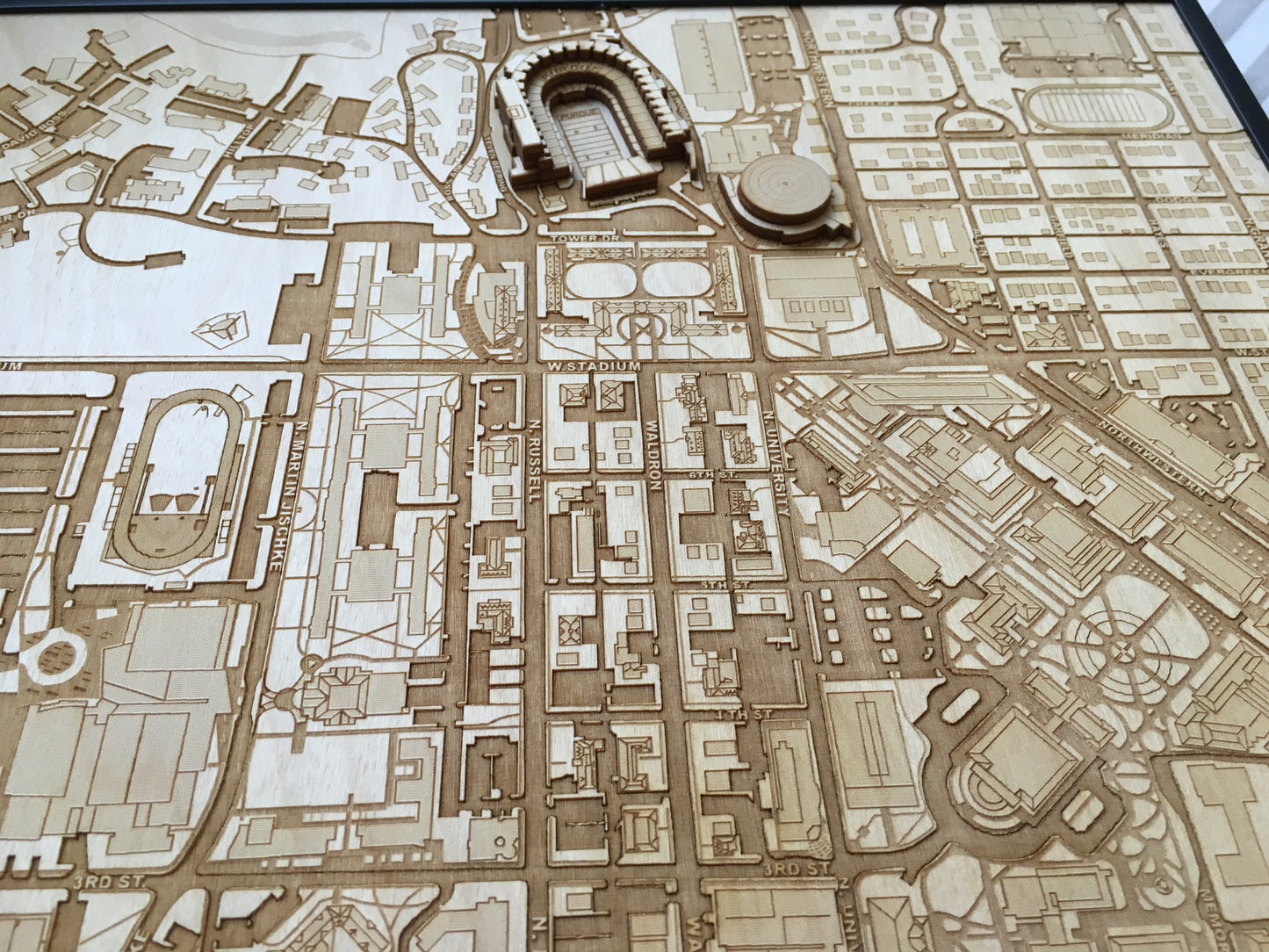West Lafayette, Indiana Wall Art City Map (Ross-Ade Stadium & Mackey Arena)