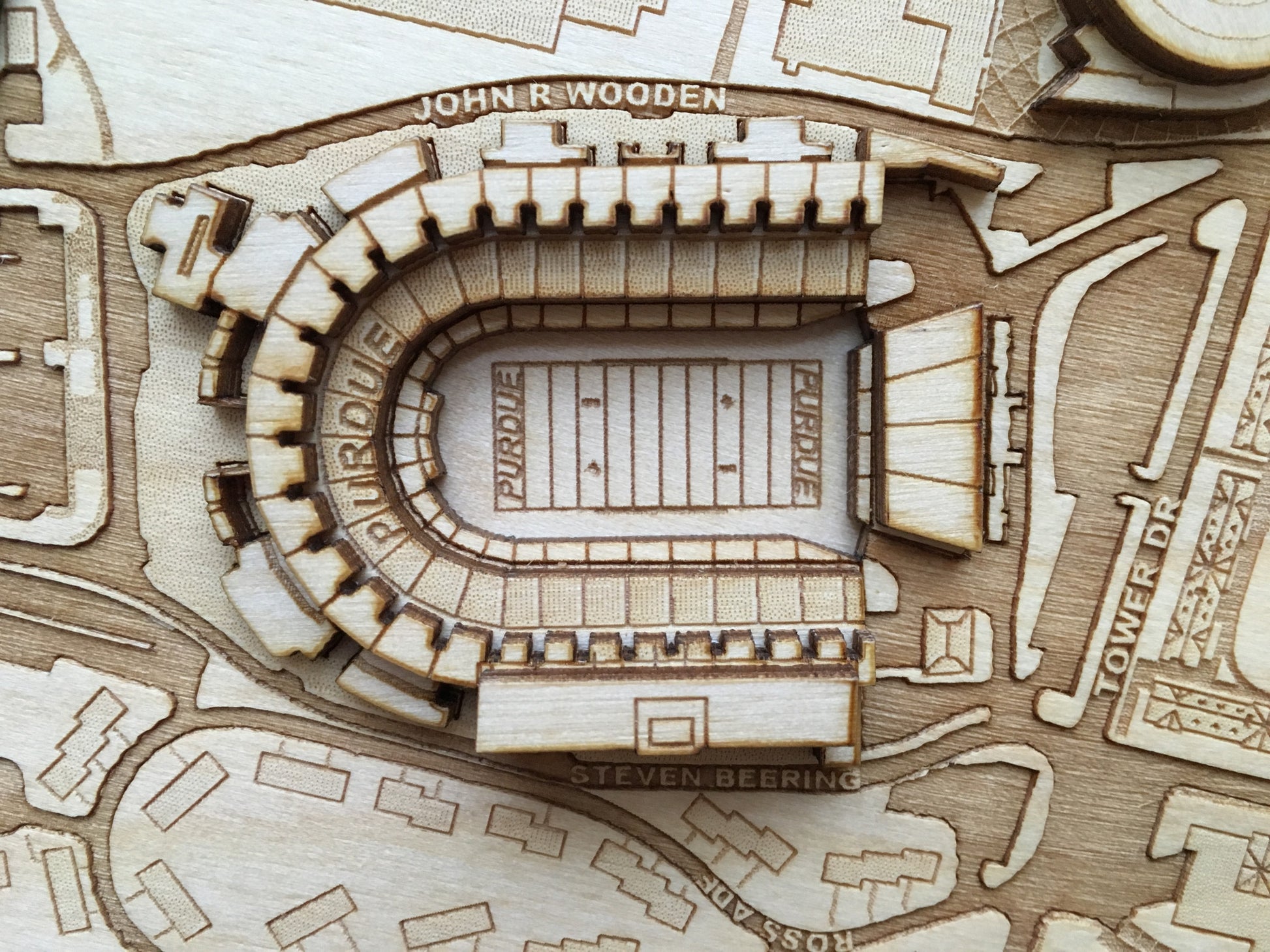 West Lafayette, Indiana Wall Art City Map (Ross-Ade Stadium & Mackey Arena)