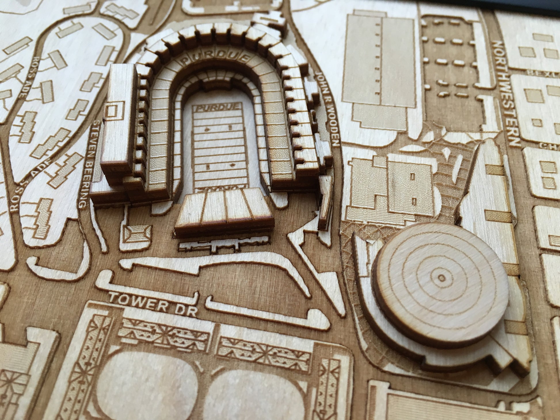 West Lafayette, Indiana Wall Art City Map (Ross-Ade Stadium & Mackey Arena)