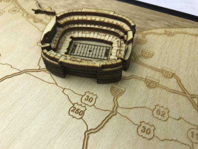 Cleveland, Ohio Wall Art State Map (Cleveland Brown Stadium)