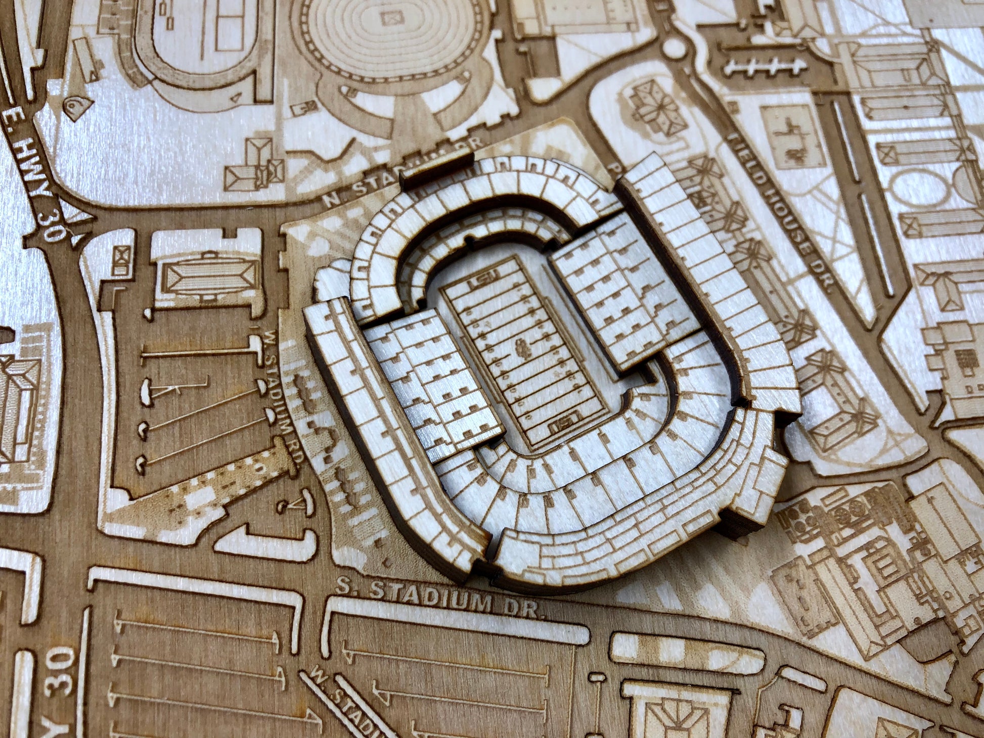 Baton Rouge, Louisiana Wall Art City Map (Tiger Stadium)