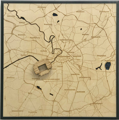 Manchester, England Wall Art City Map (Old Trafford Stadium)