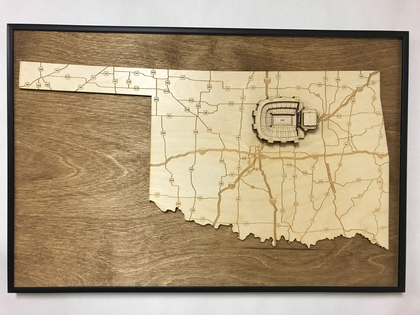 Stillwater, Oklahoma Wall Art State Map (Boone Pickens Stadium)