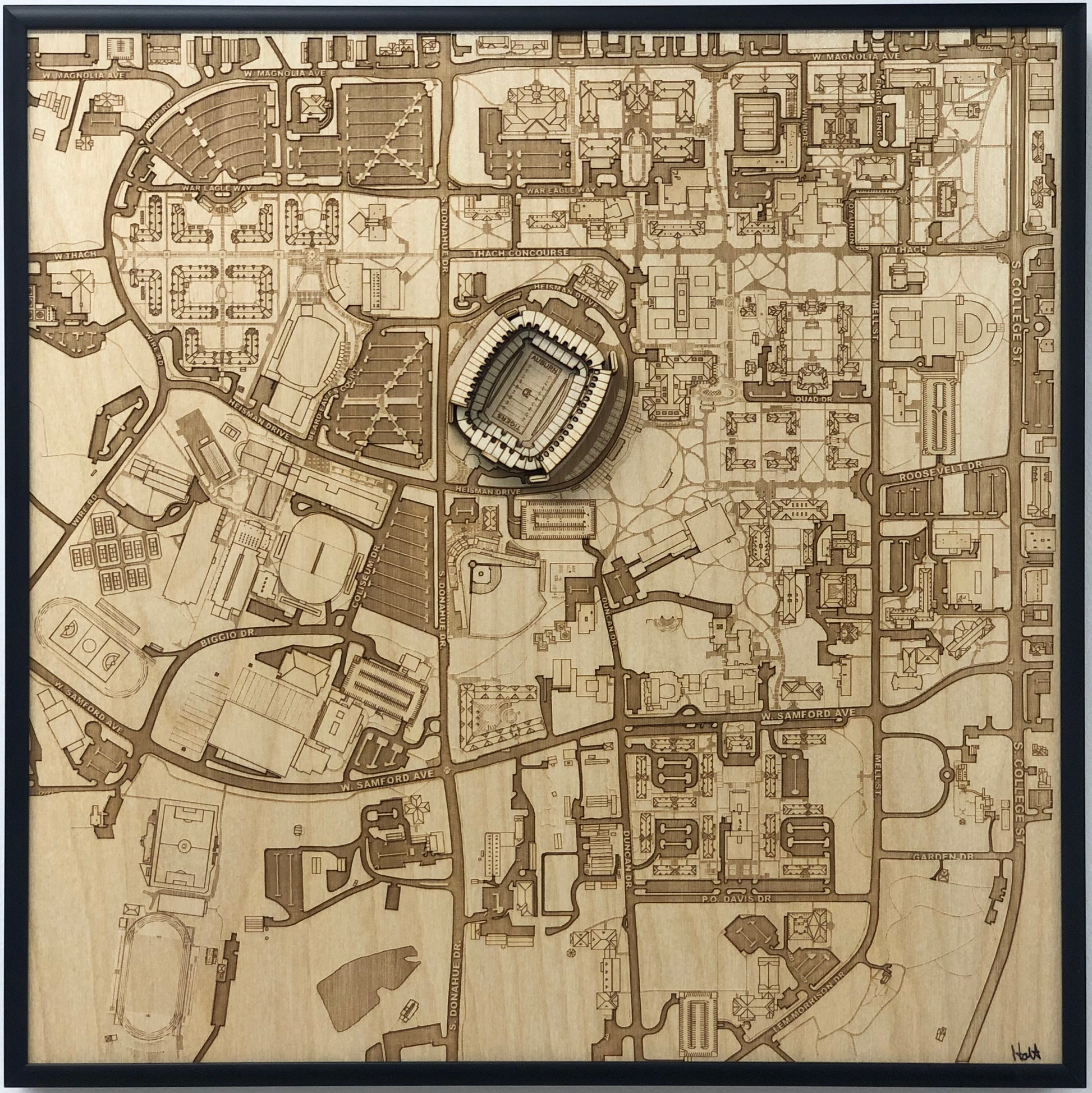 Auburn, Alabama Wall Art City Map (Jordan–Hare Stadium)