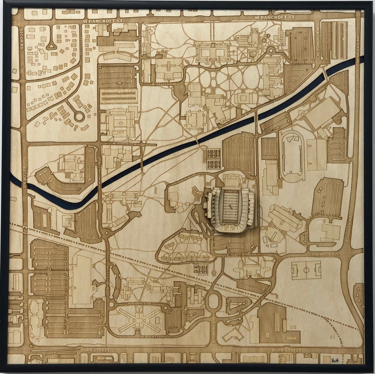 University of Toledo Wall Art City Map (Glass Bowl)