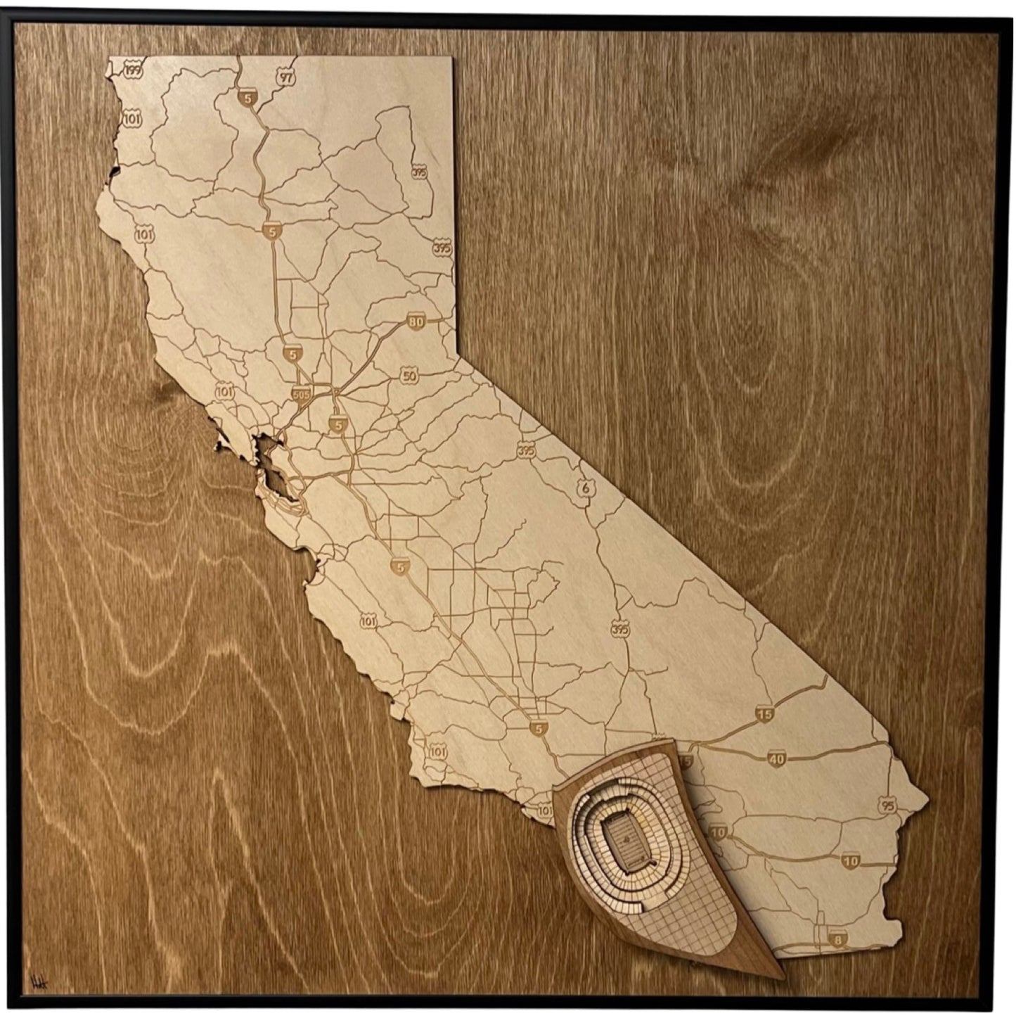 Inglewood, California Wall Art State Map (SOFI Stadium)