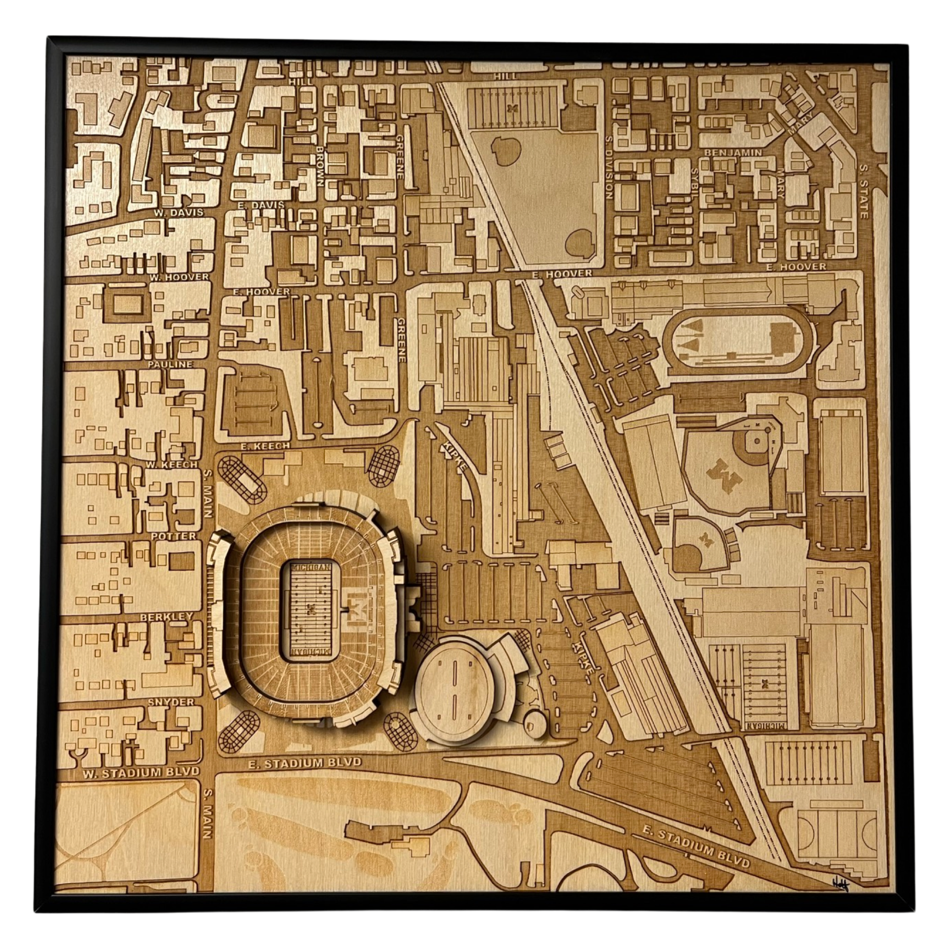 Ann Arbor, Michigan Wall Art City Map (Michigan Stadium and Crisler Center)